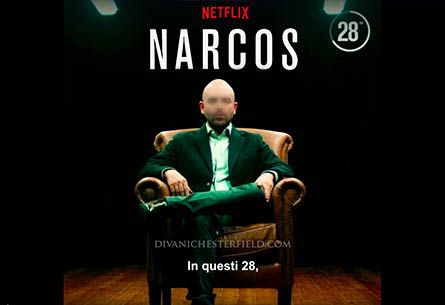 Poltrona Chesterfield per il lancio della serie 'NARCOS 3' con Roberto Saviano, Netflix - Autunno 