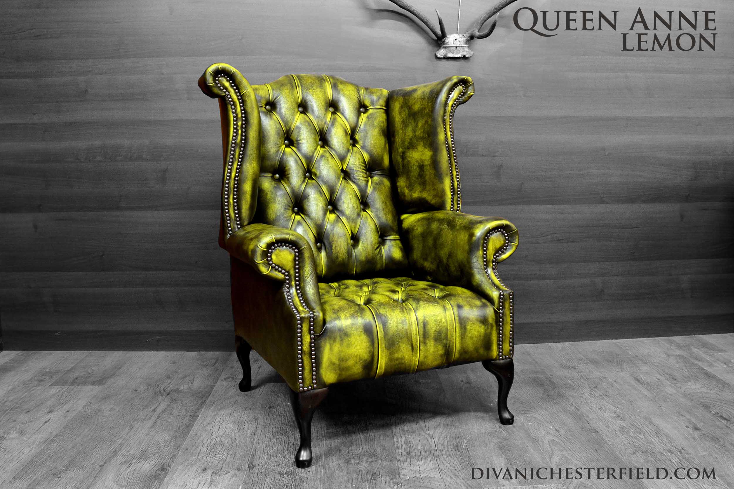 poltrona chester queen anne pelle vintage Lemon