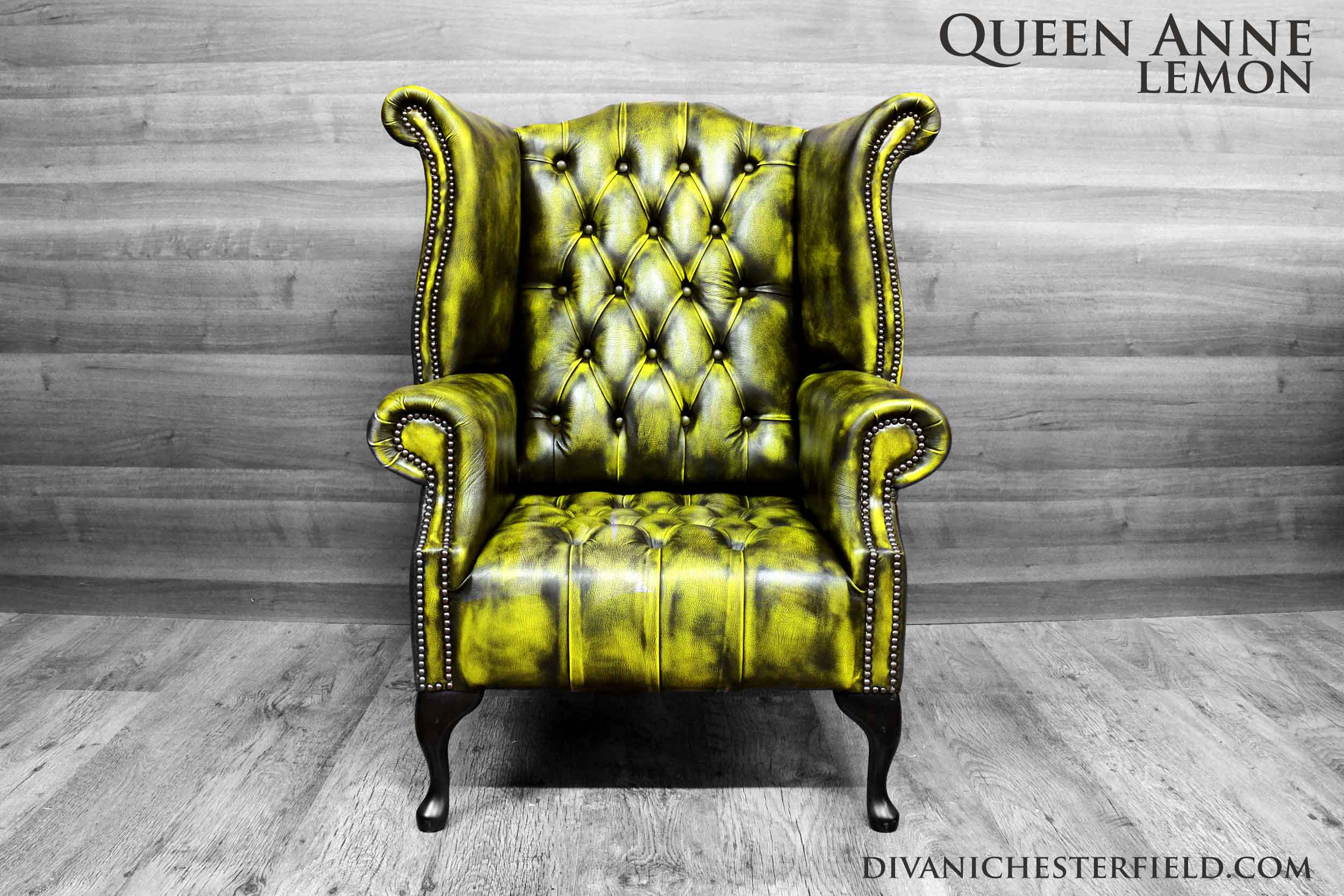 poltrona chester queen anne pelle vintage Lemon